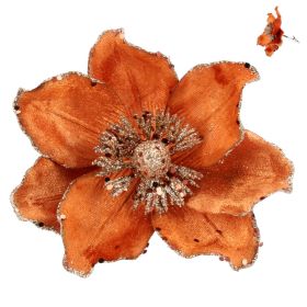 Orange Magnolia Clip With Glitter